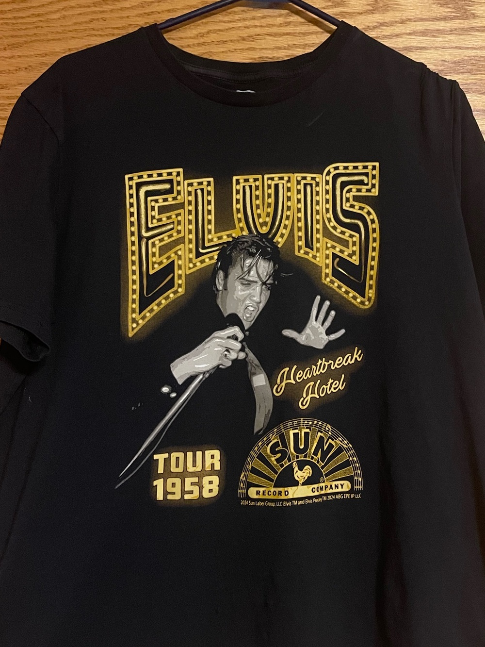 Elvis Heartbreak Hotel Tour 1958 Black Graphic Tee